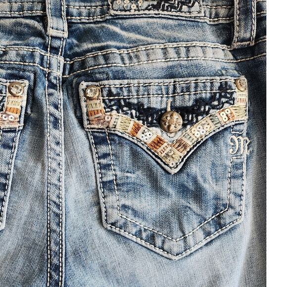 Miss Me Mid Rise Skinny Light Wash Embellished Denim Jeans-28 - Picture 3 of 11